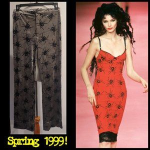 RARE Betsey Johnson Spring 1999 Spider Panne Velvet Pants Small Vintage